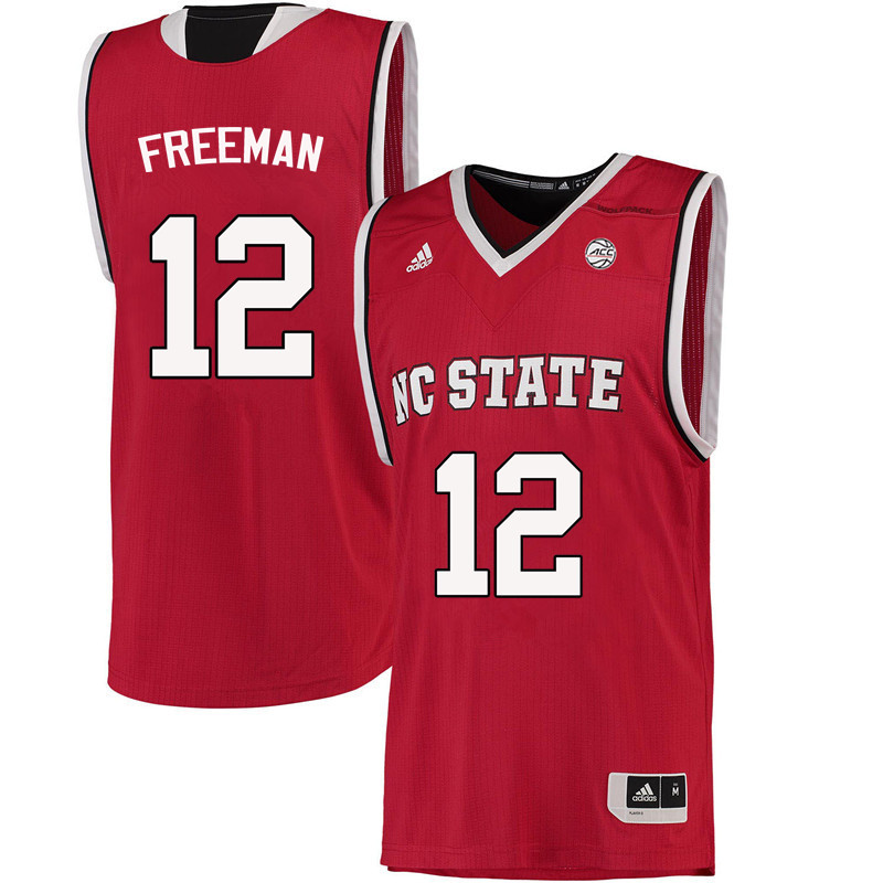 Men NC State Wolfpack #12 Allerik Freeman College Basketball Jerseys-Red